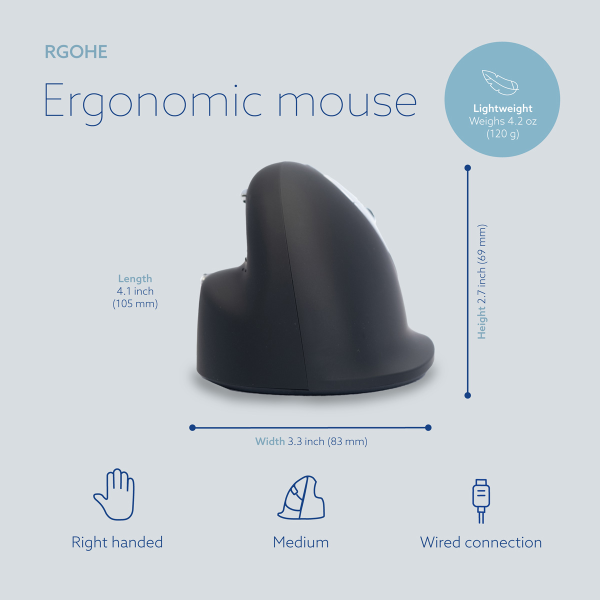 R-Go HE Break Mouse (medium, right, wired)