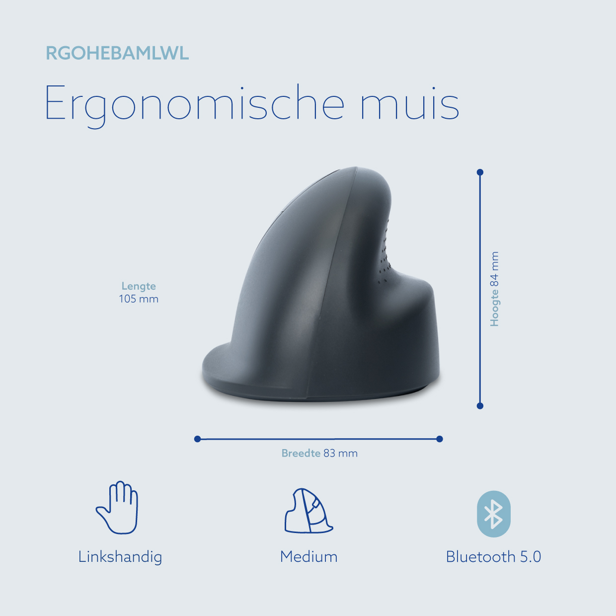 R-Go HE Basic Verticale Muis (medium, links)