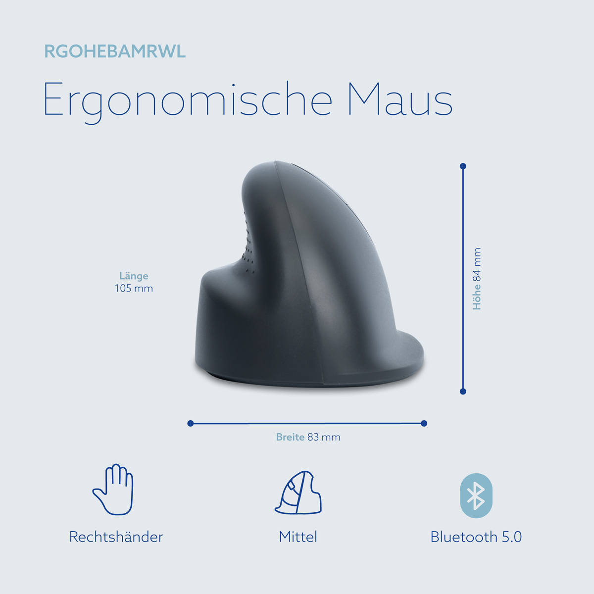 R-Go HE Basic Vertikale Maus (mittel, rechts)