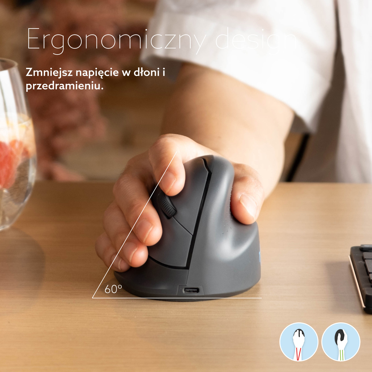 Mysz pionowa R-Go HE Basic (średnia, prawa)