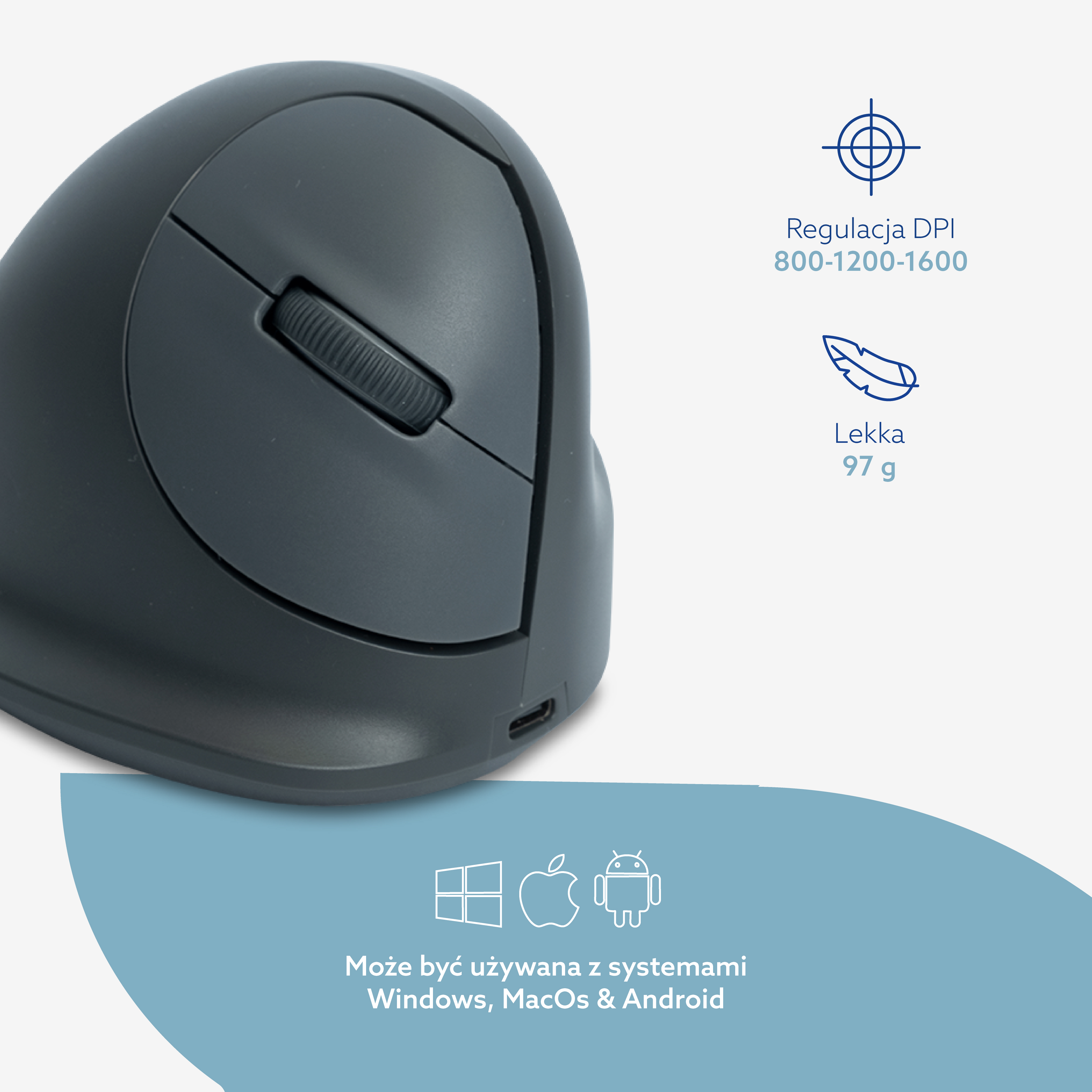 Mysz pionowa R-Go HE Basic (średnia, prawa)