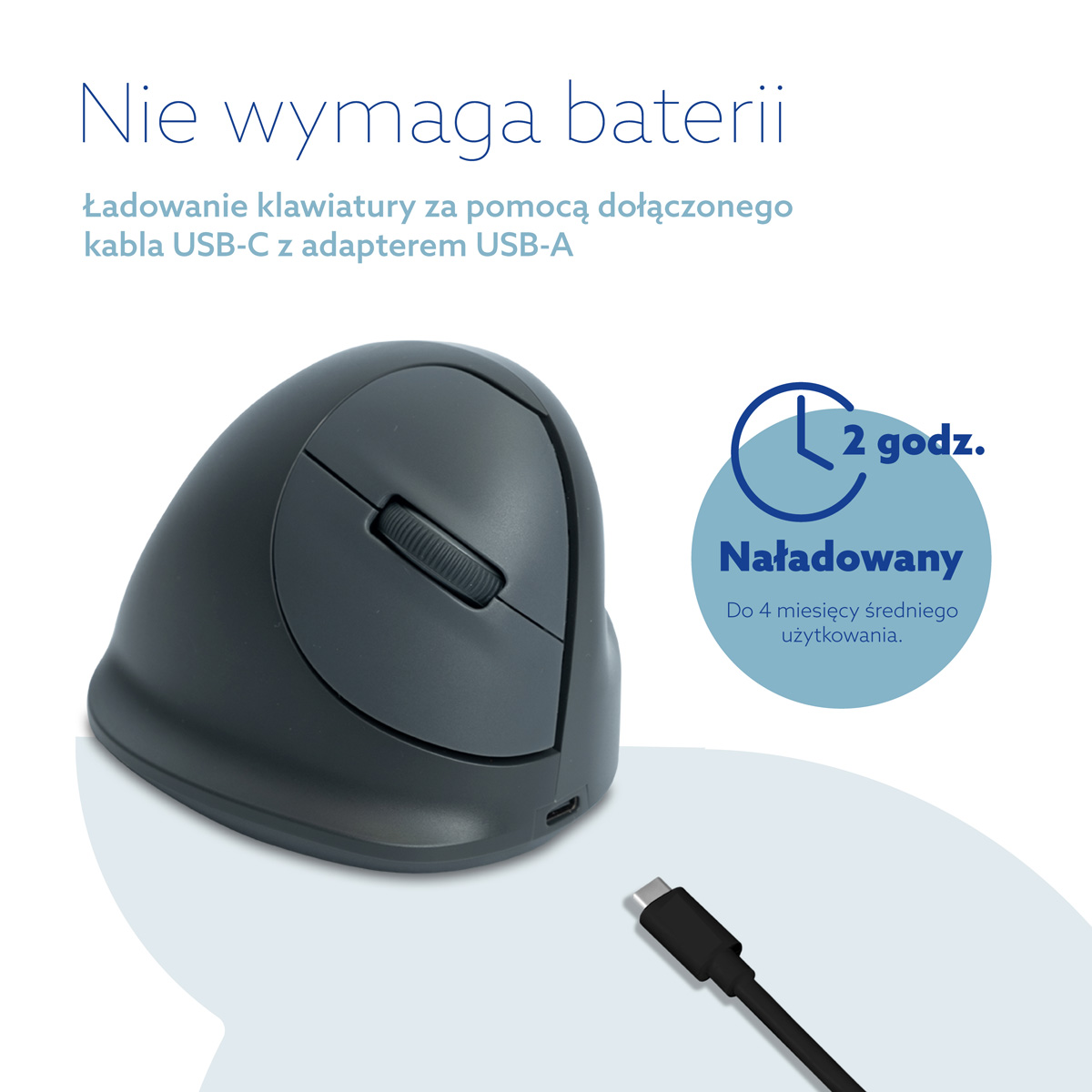 Mysz pionowa R-Go HE Basic (średnia, prawa)