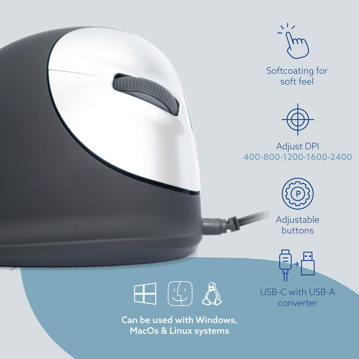 R-Go HE Break Mouse (large, right, wired)