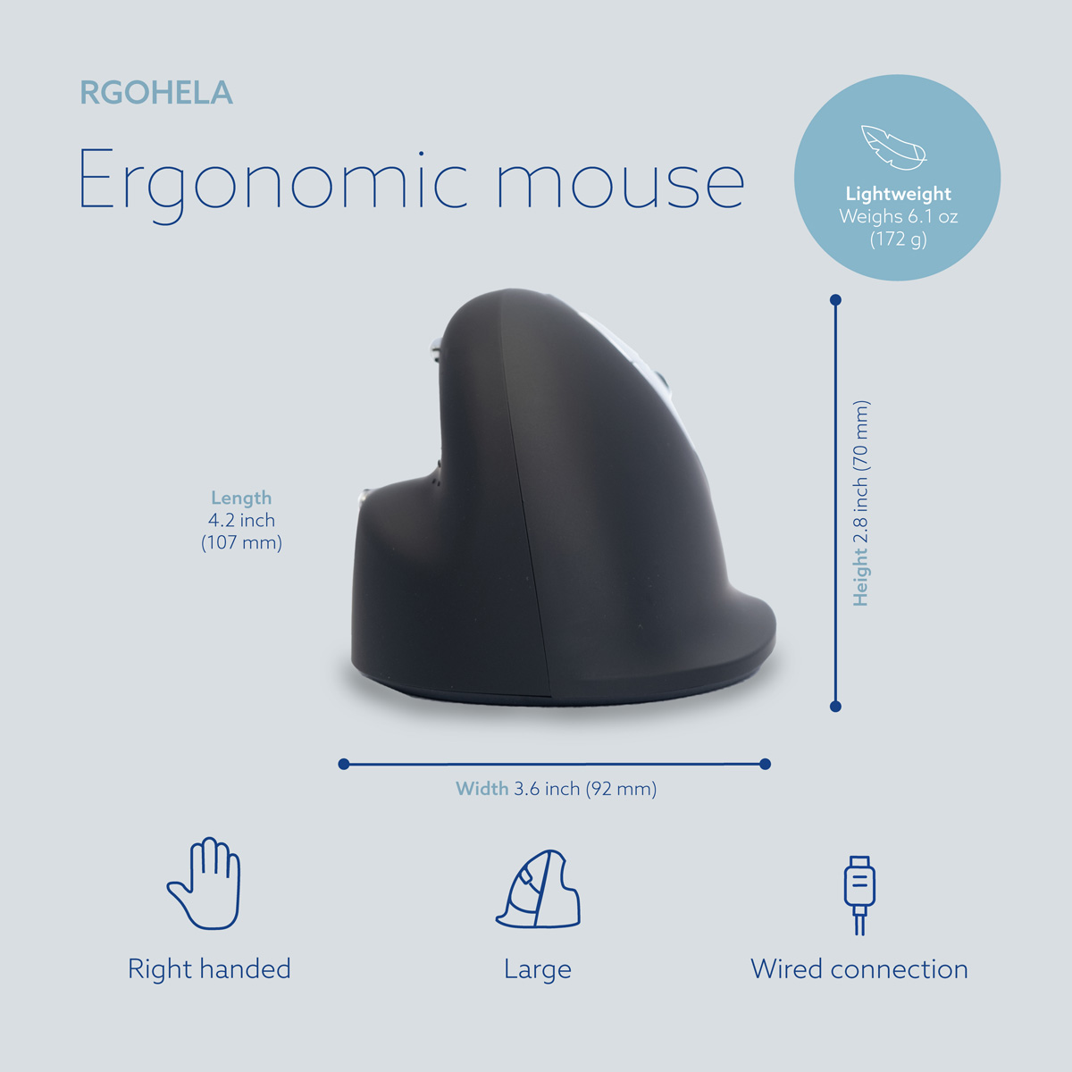 R-Go HE Break Mouse (large, right, wired)