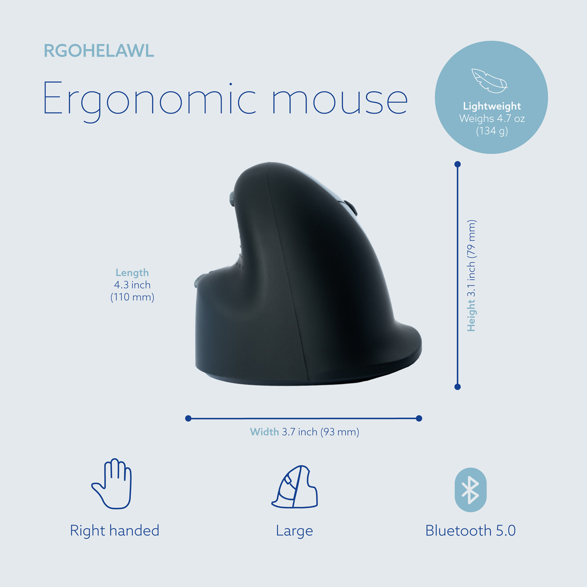 R-Go HE Break Mouse (large, right, bluetooth)