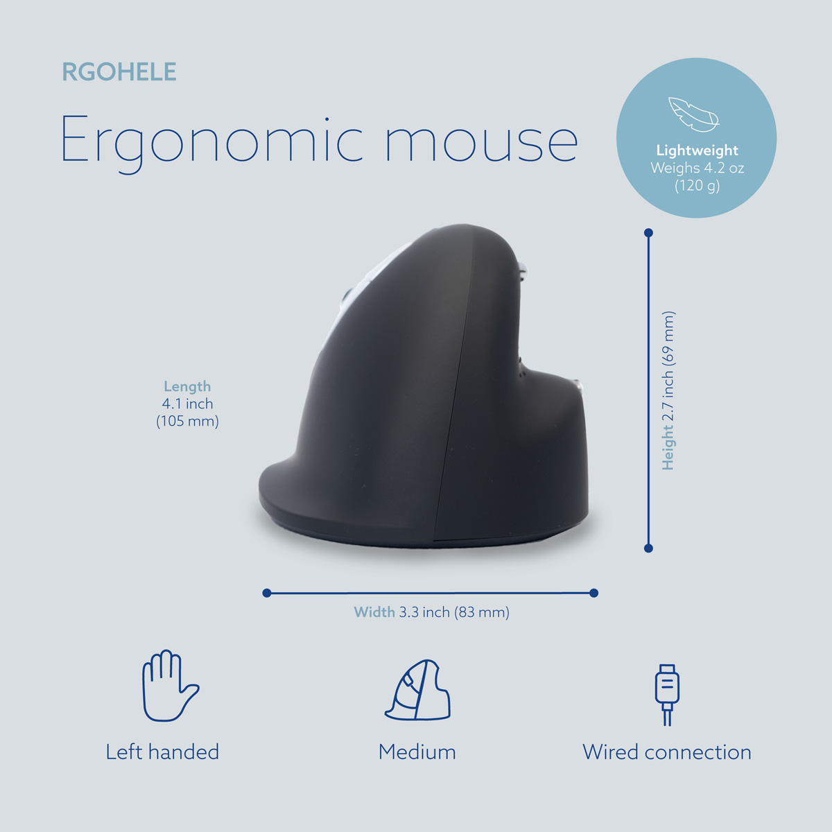 R-Go HE Break Mouse (medium, left, wired)