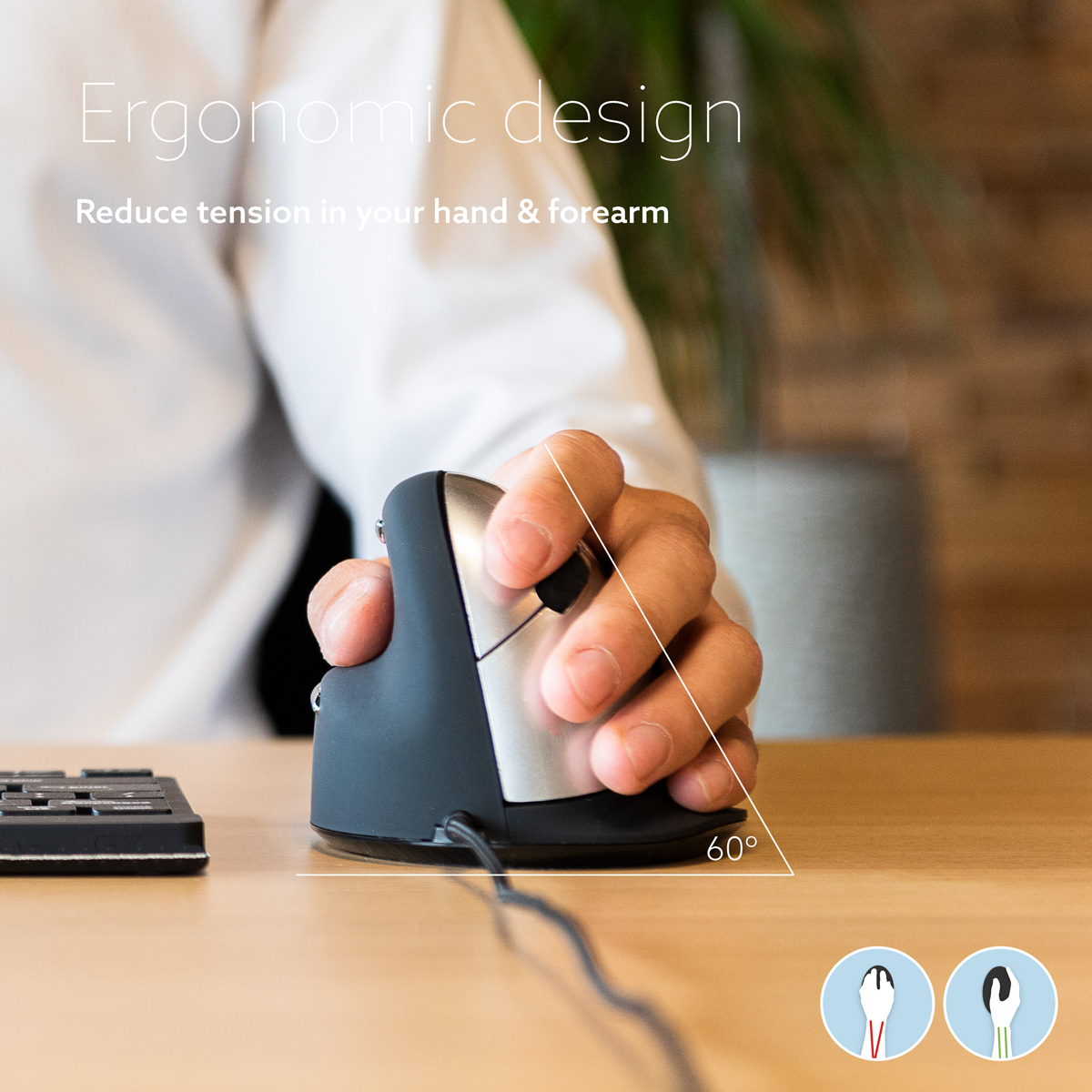 R-Go HE Break Mouse (large, left, wired)