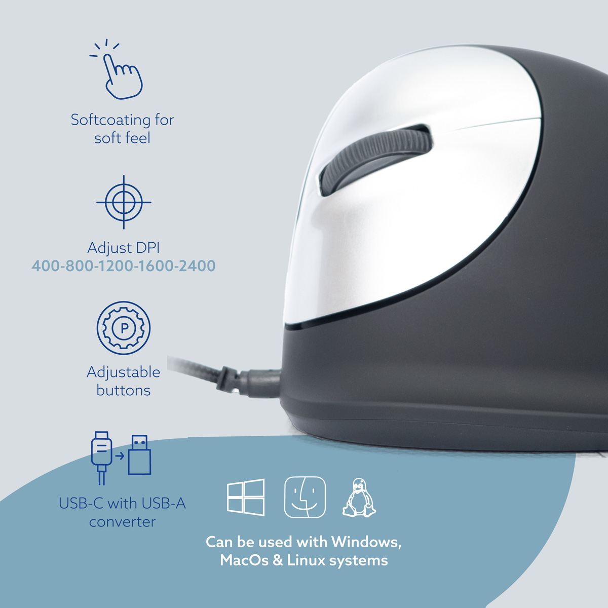 R-Go HE Break Mouse (large, left, wired)