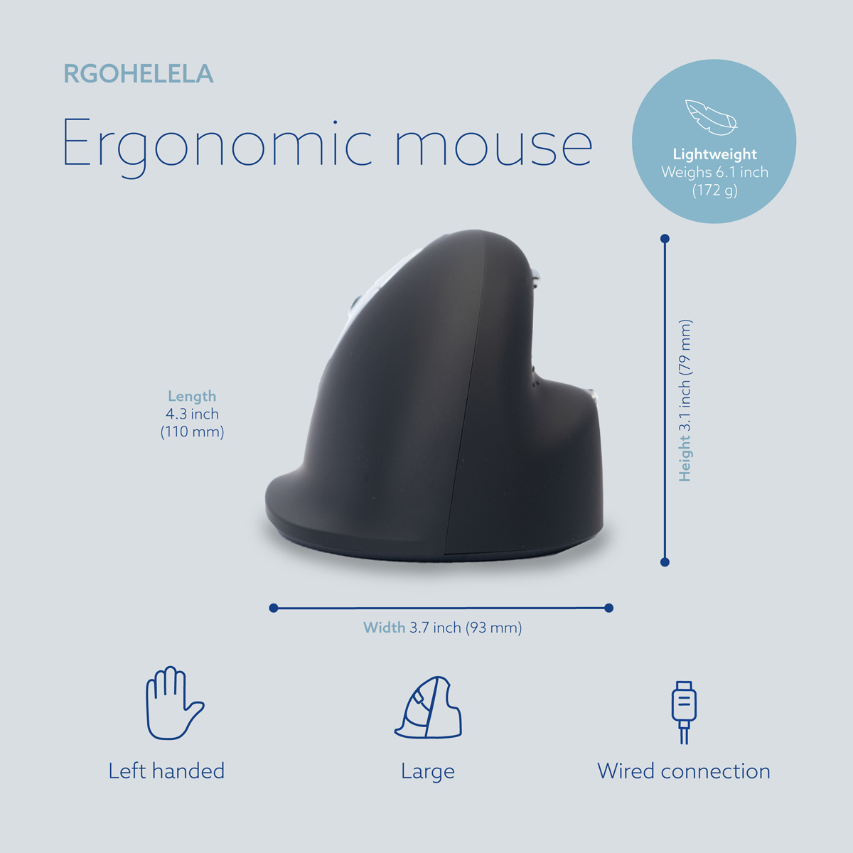 R-Go HE Break Mouse (large, left, wired)