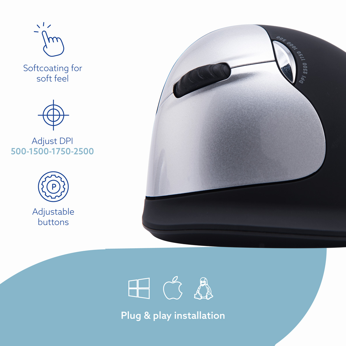 R-Go HE Break Mouse (large, left, wireless)