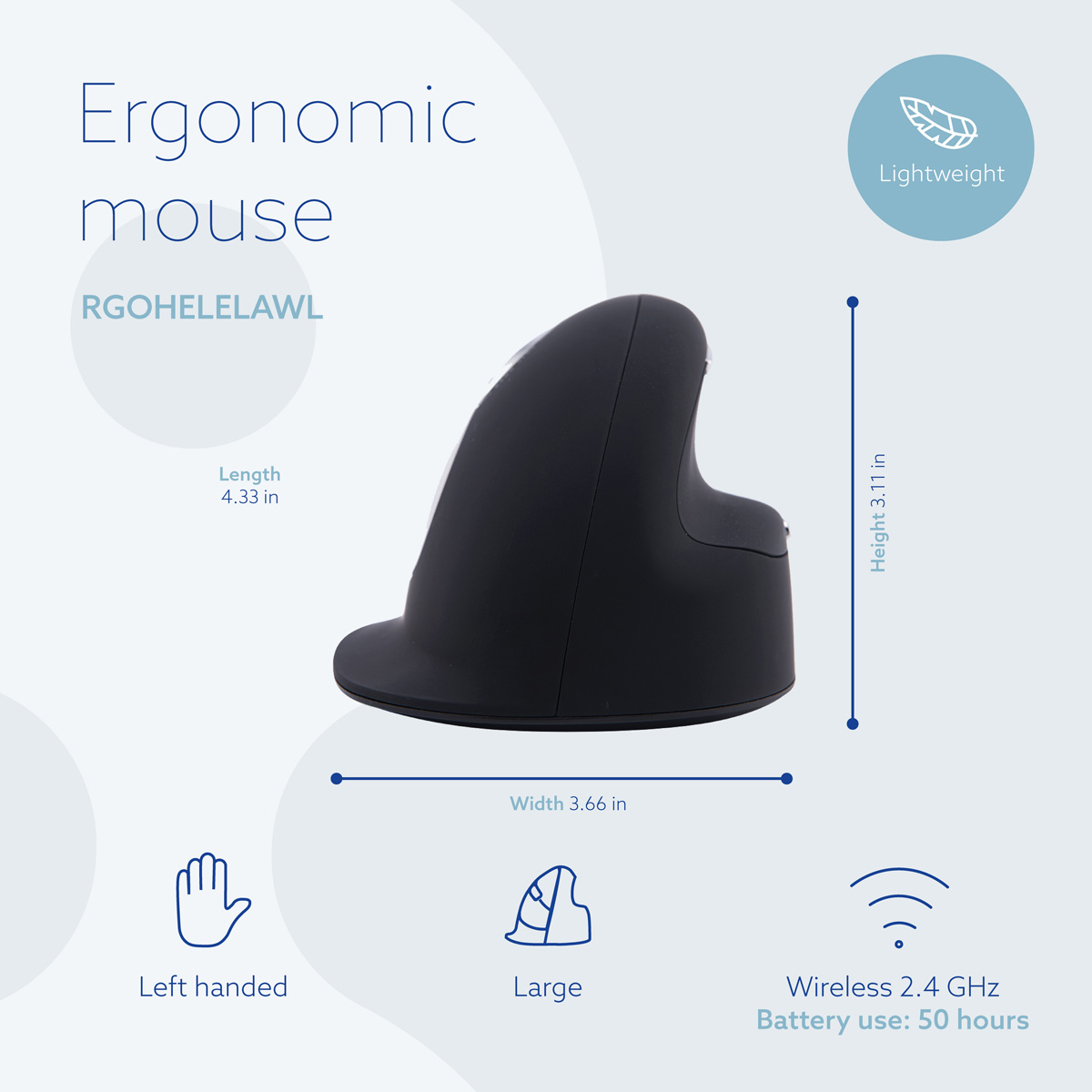 R-Go HE Break Mouse (large, left, wireless)