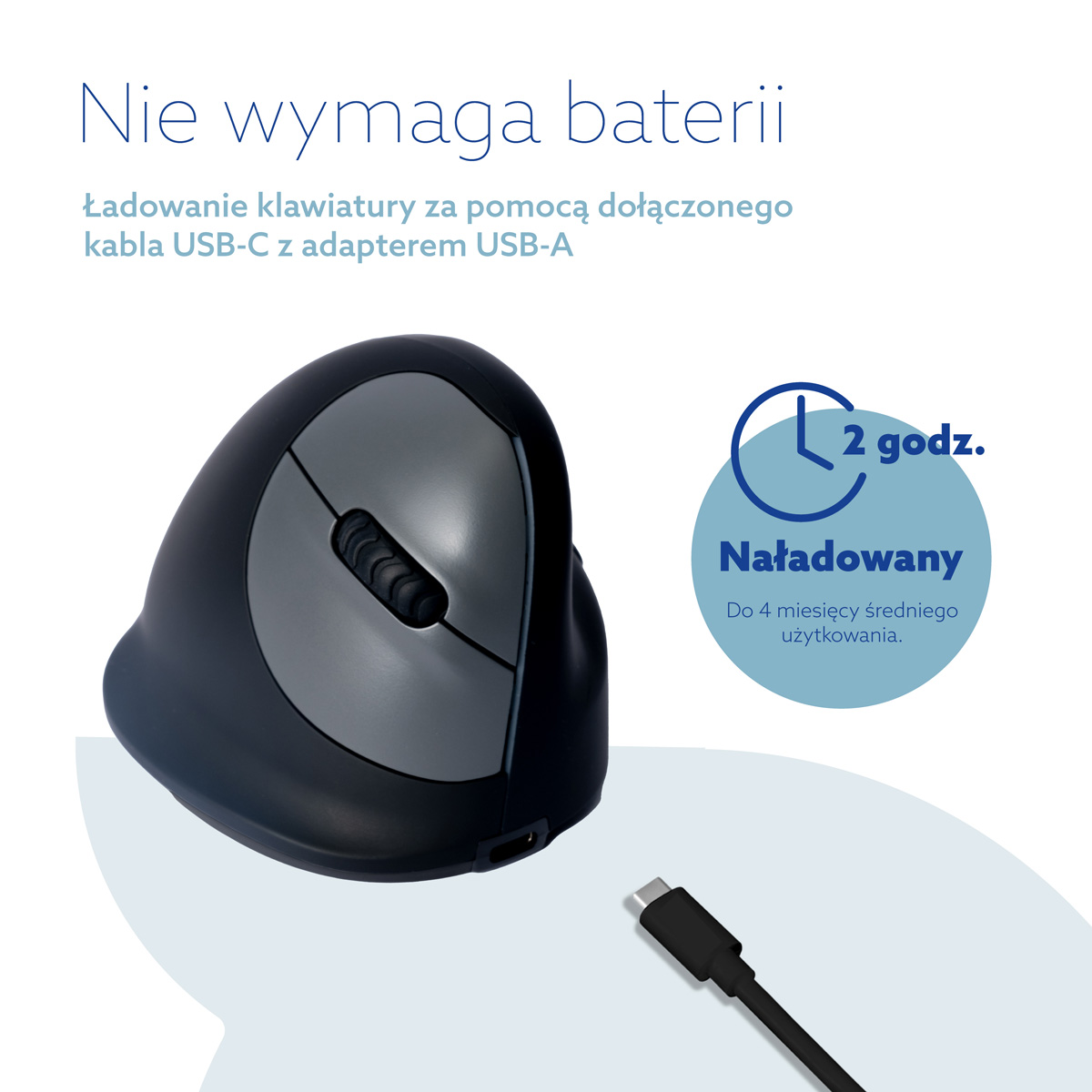 R-Go HE Break (średni, prawy, połączenie 3 w 1: Bluetooth/2,4 GHz/USB)