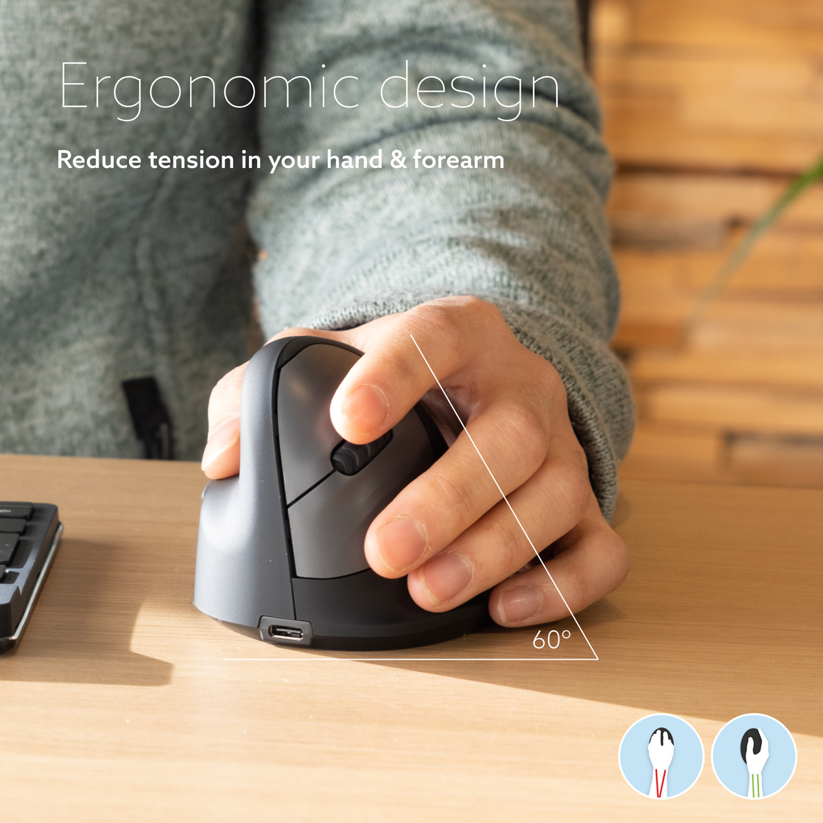 R-Go HE Break Mouse (medium, left, wireless)