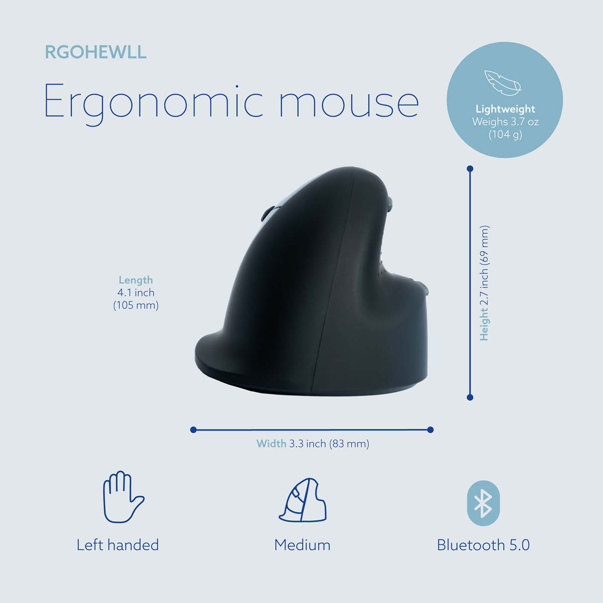 R-Go HE Break Mouse (medium, left, wireless)