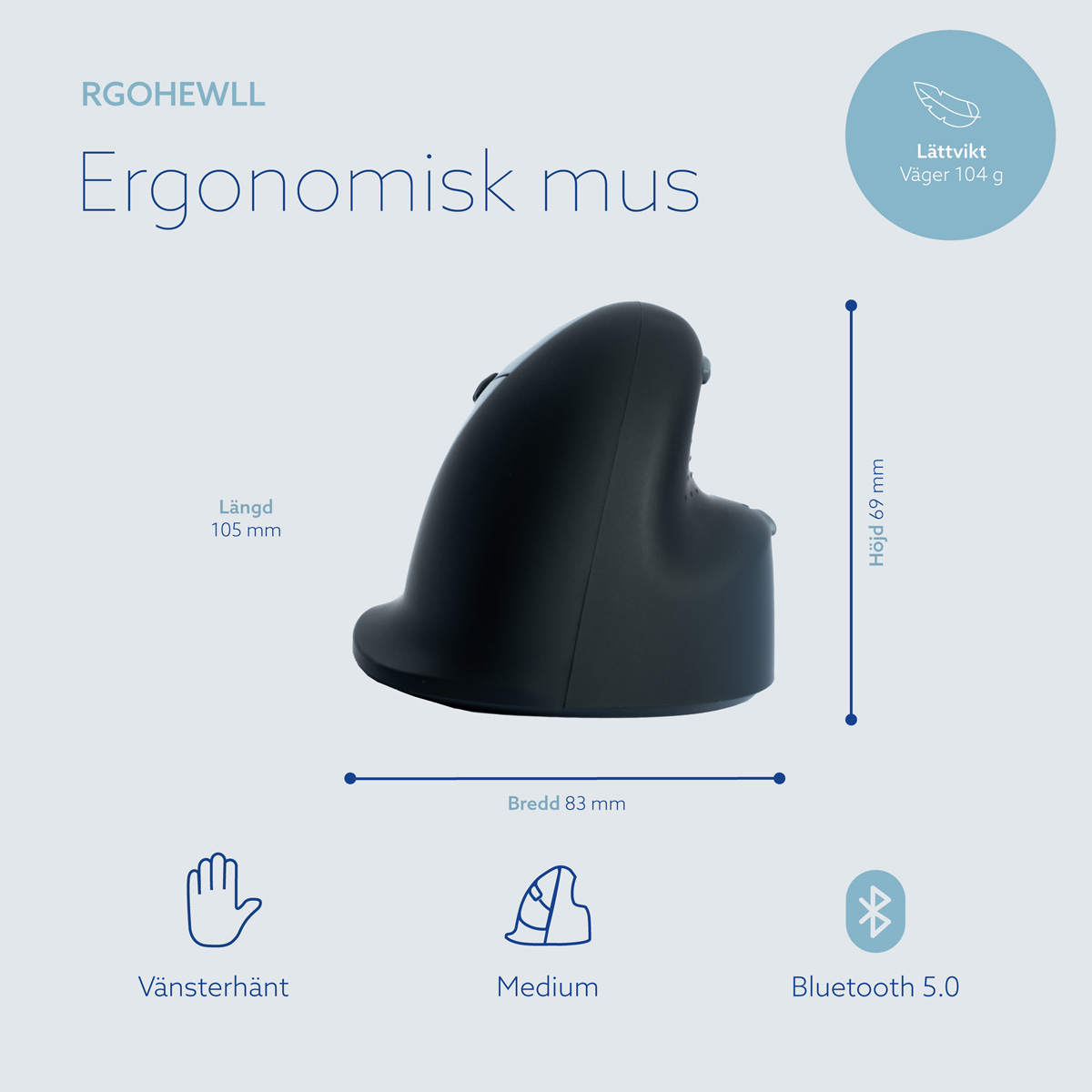 R-Go HE Break (modèle moyen, liaisons, connexion 3 en 1 Bluetooth/2,4 GHz/USB)