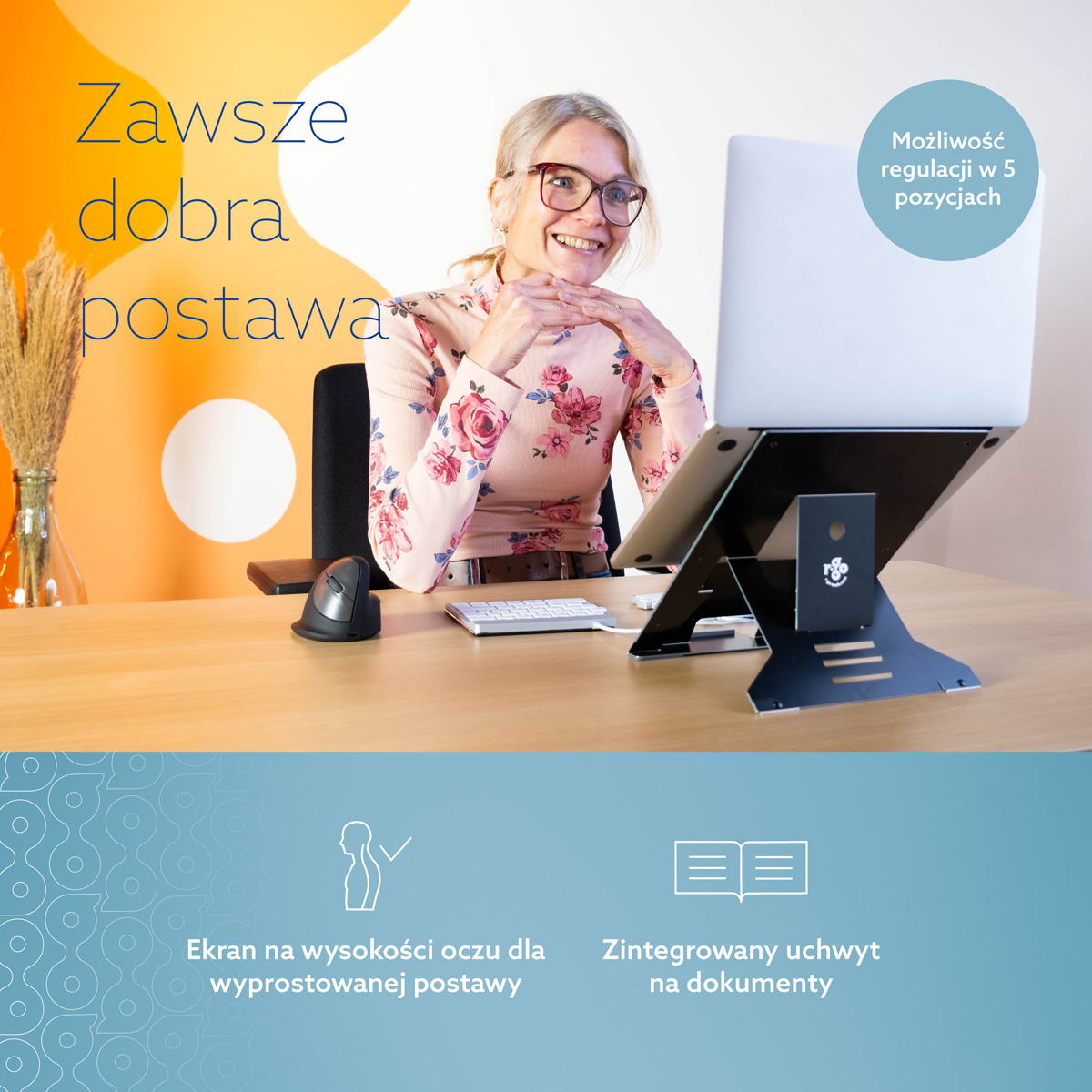 Stojak na laptopa R-Go Riser Document