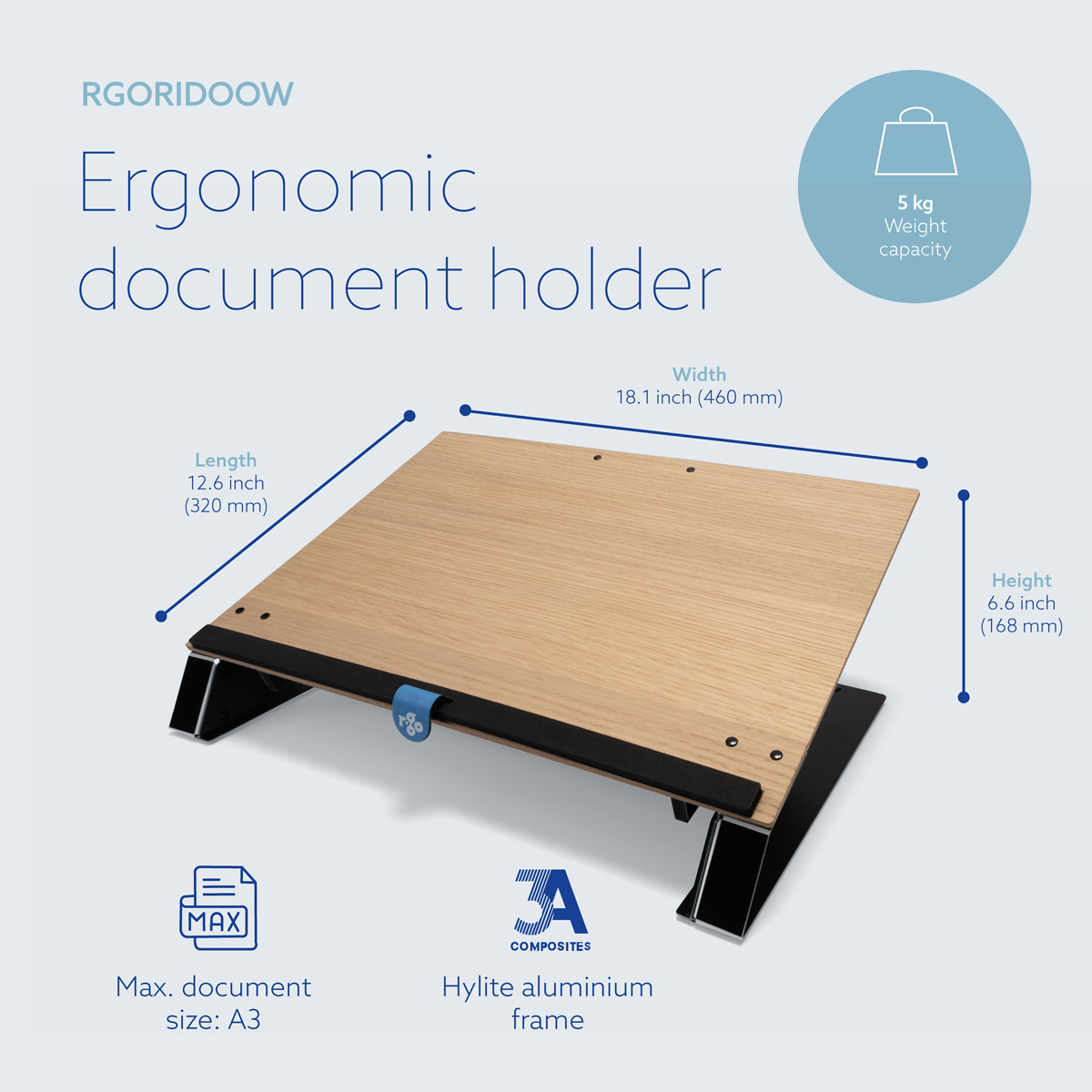 R-Go Read2Write Document holder (Oak wood)