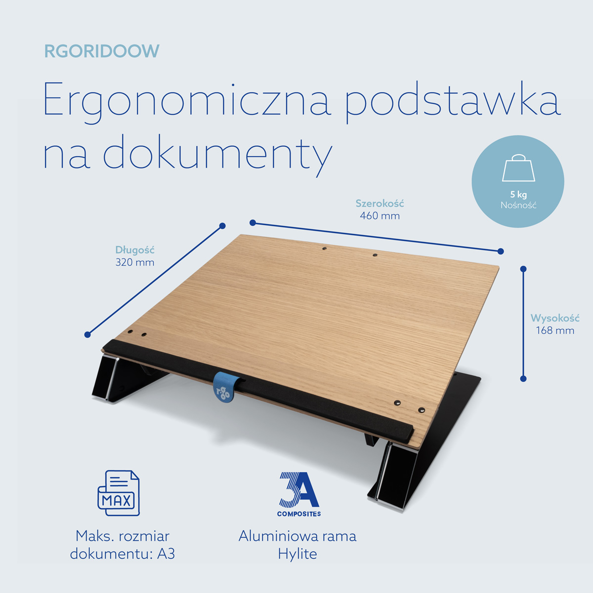 Uchwyt na dokumenty R-Go Read2Write (drewno dębowe)
