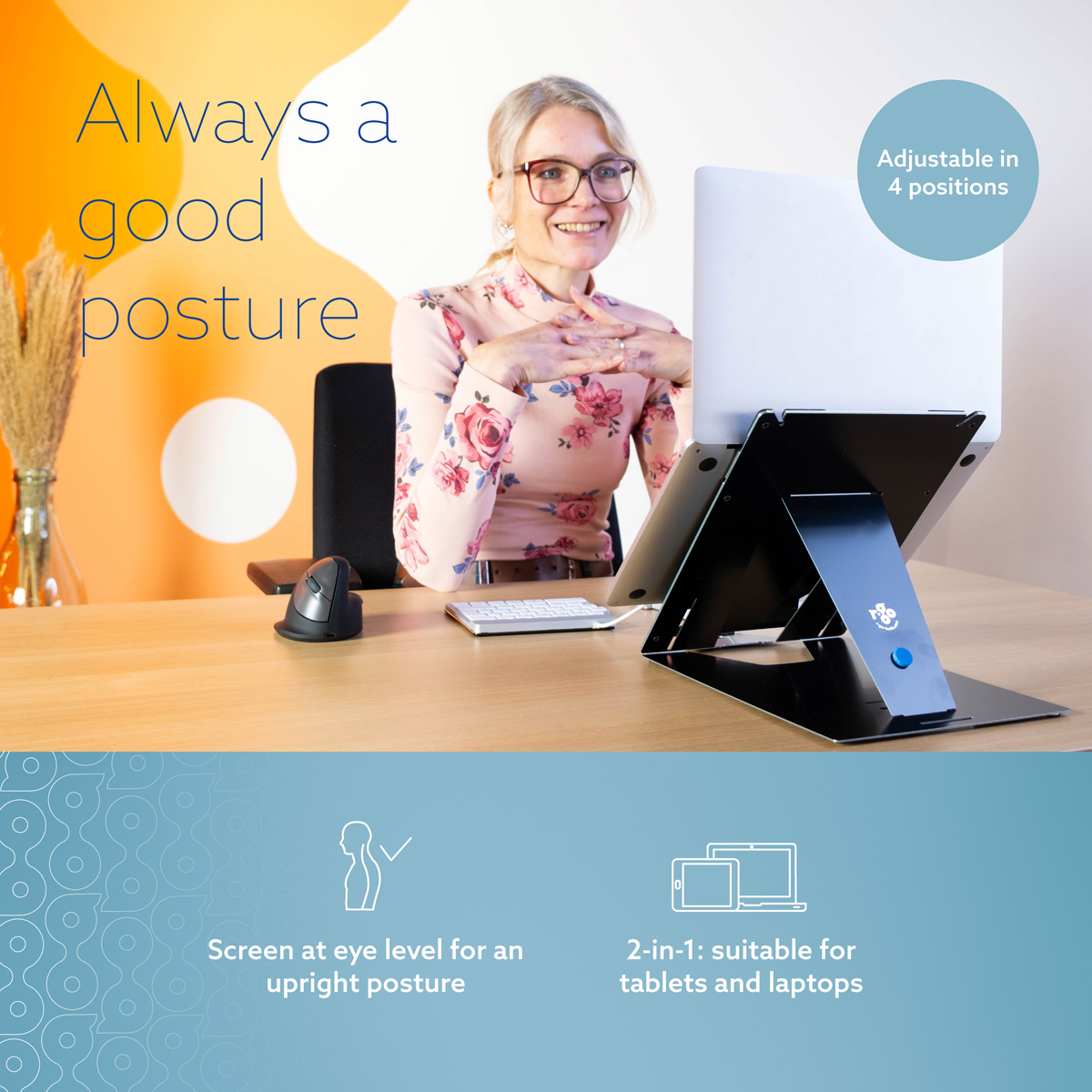 R-Go Riser Duo Tablet and Laptop stand