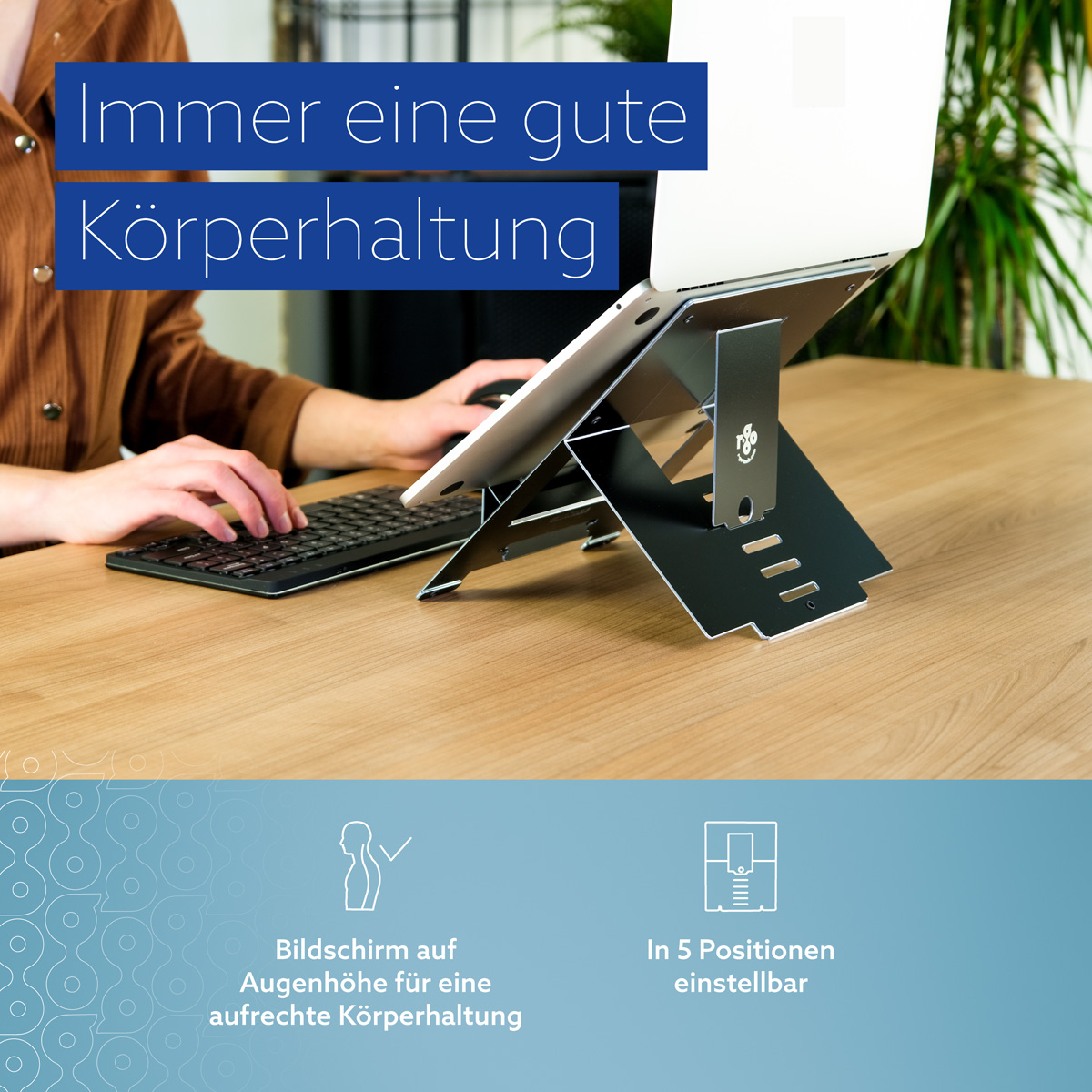 R-Go Riser Flexibler Laptop-Ständer (Schwarz)