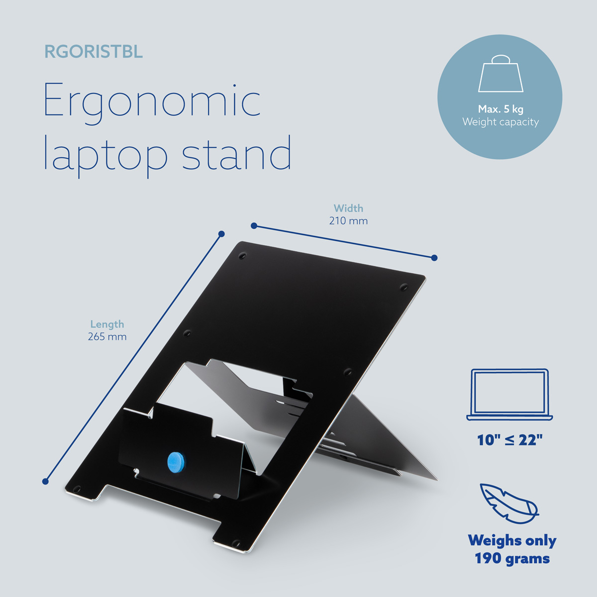 R-Go Riser Flexible Laptop stand (black)