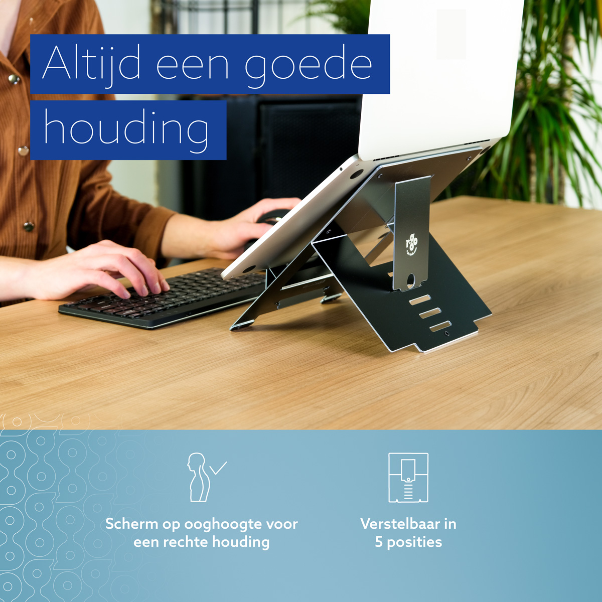 R-Go Riser Flexible Laptopstandaard (Zwart)
