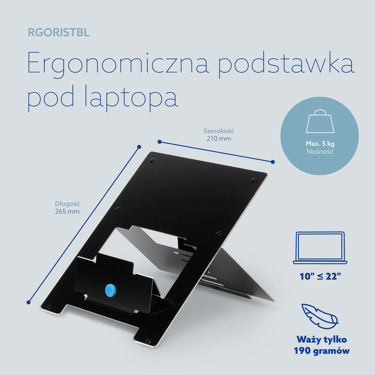 Elastyczna podstawka pod laptopa R-Go Riser (czarna)