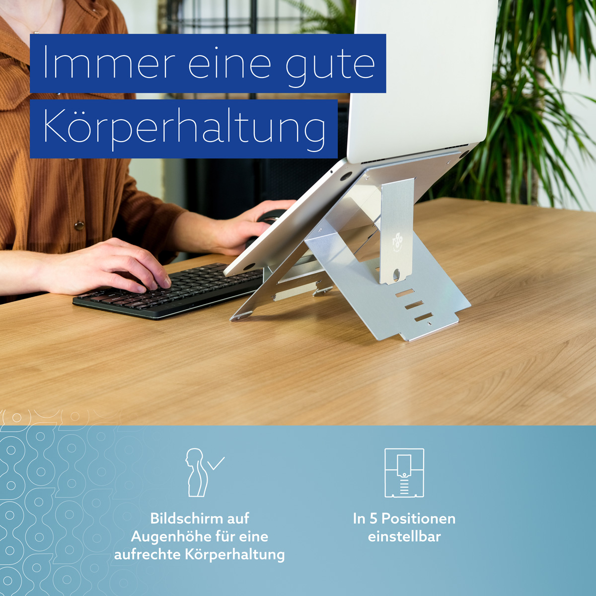 R-Go Riser Flexibler Laptop-Ständer (Silber)