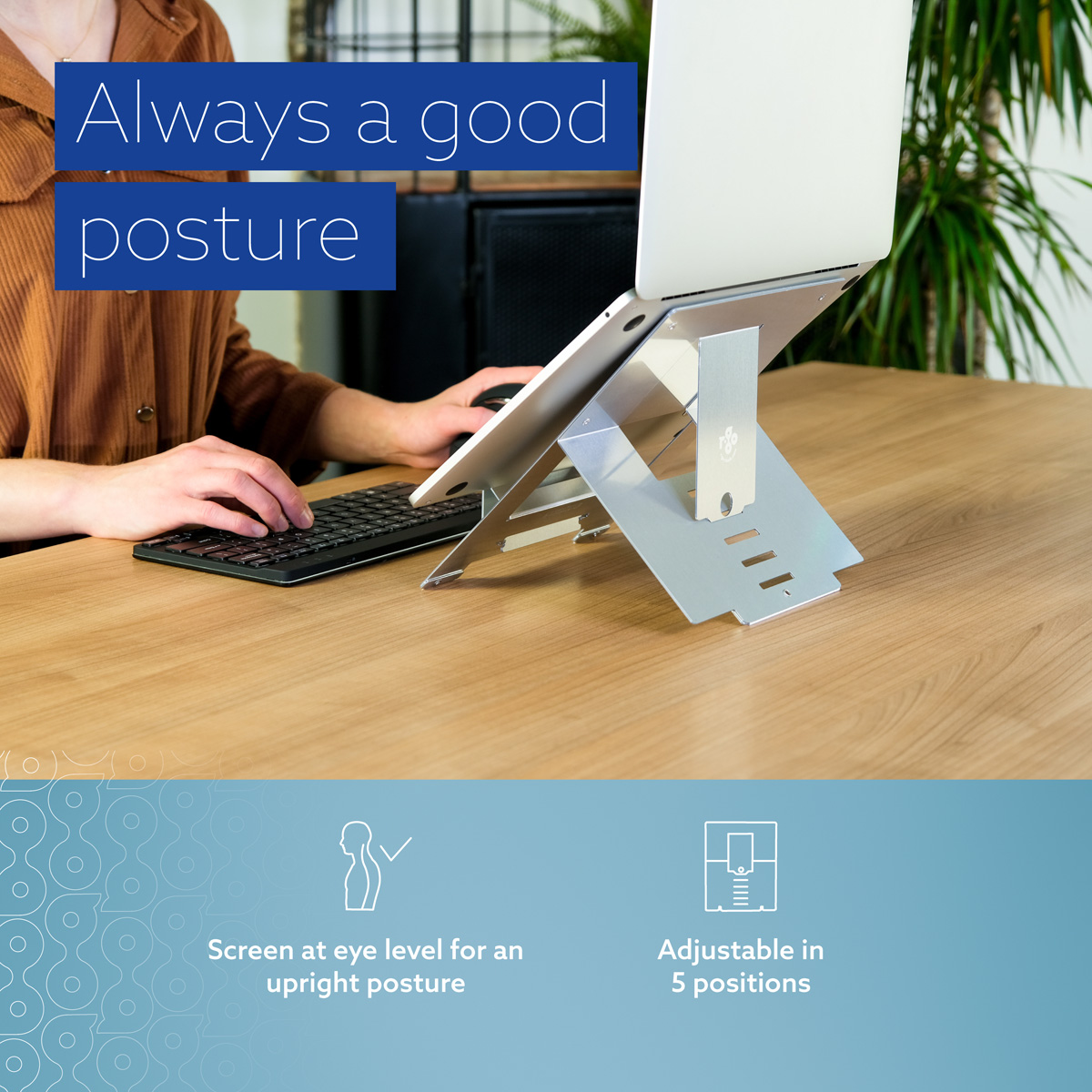 R-Go Riser Flexible Laptop stand (silver)