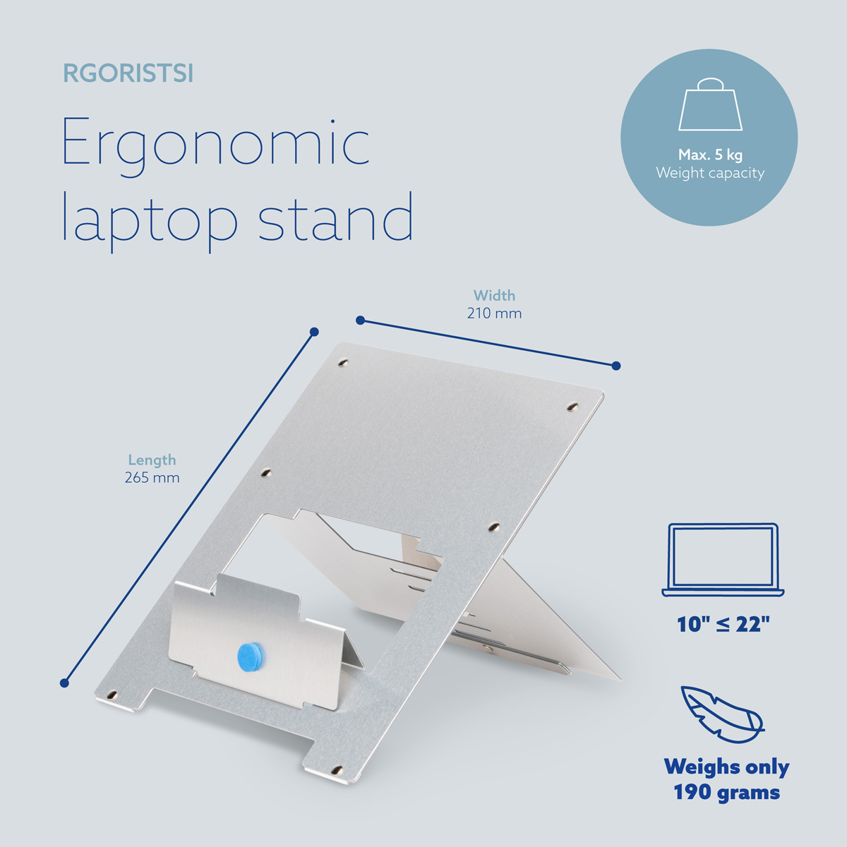 R-Go Riser Flexible Laptop stand (silver)