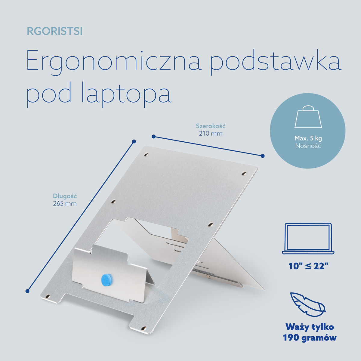 Elastyczna podstawka pod laptopa R-Go Riser (srebrna)