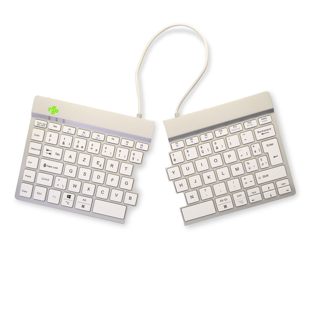 R-Go Split Break versie 2 (wit, draadloos, AZERTY – BE)