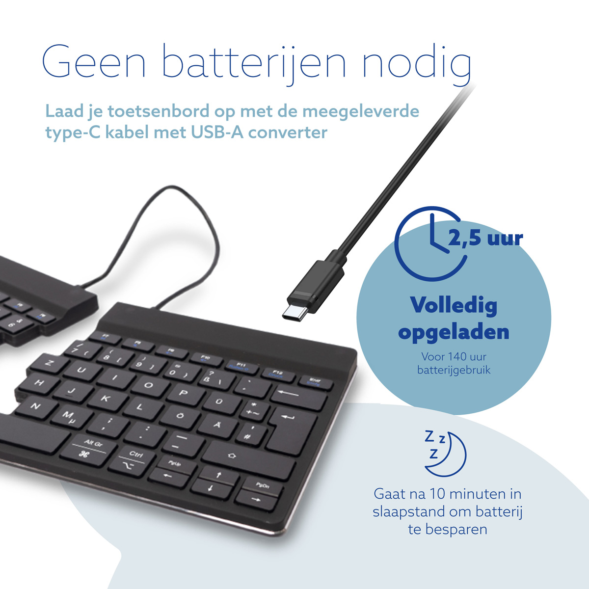 R-Go Split Break versie 2 (zwart, draadloos, QWERTZ – DE)