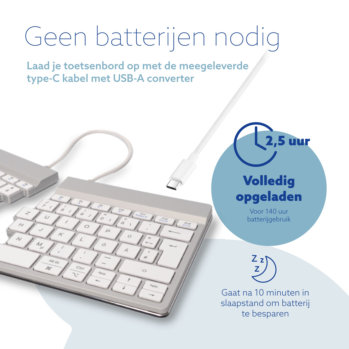 R-Go Split Break versie 2 (wit, draadloos, QWERTZ – DE)