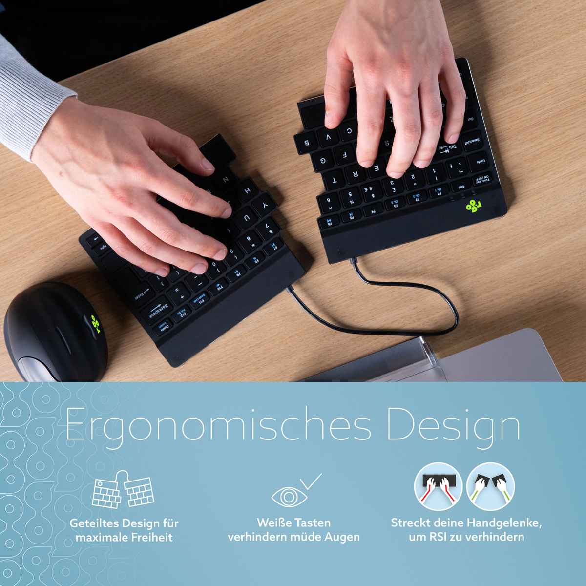 R-Go Split Break Version 2 (schwarz, drahtlos, QWERTY – ES)