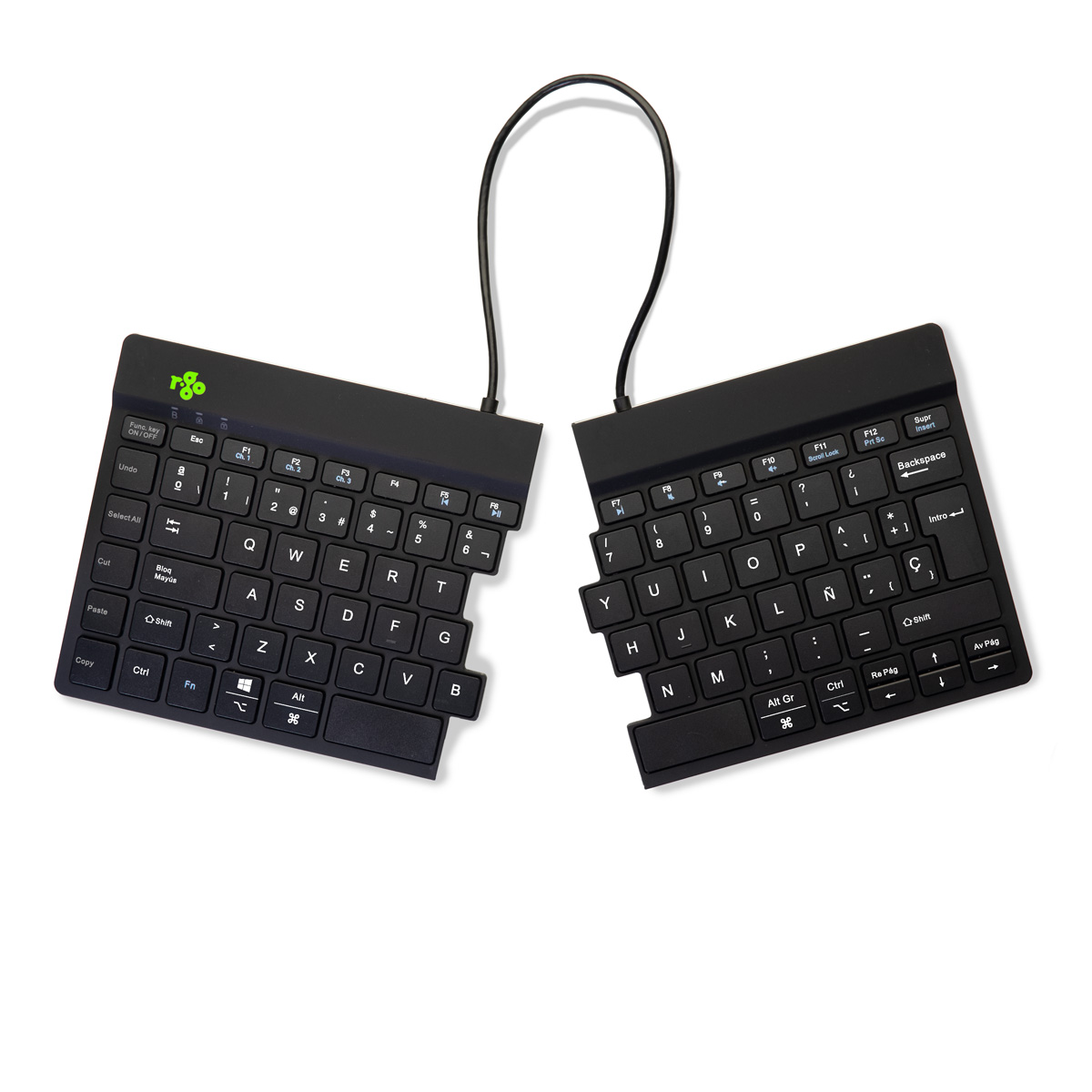 R-Go Split Break versie 2 (zwart, draadloos, QWERTY – ES)
