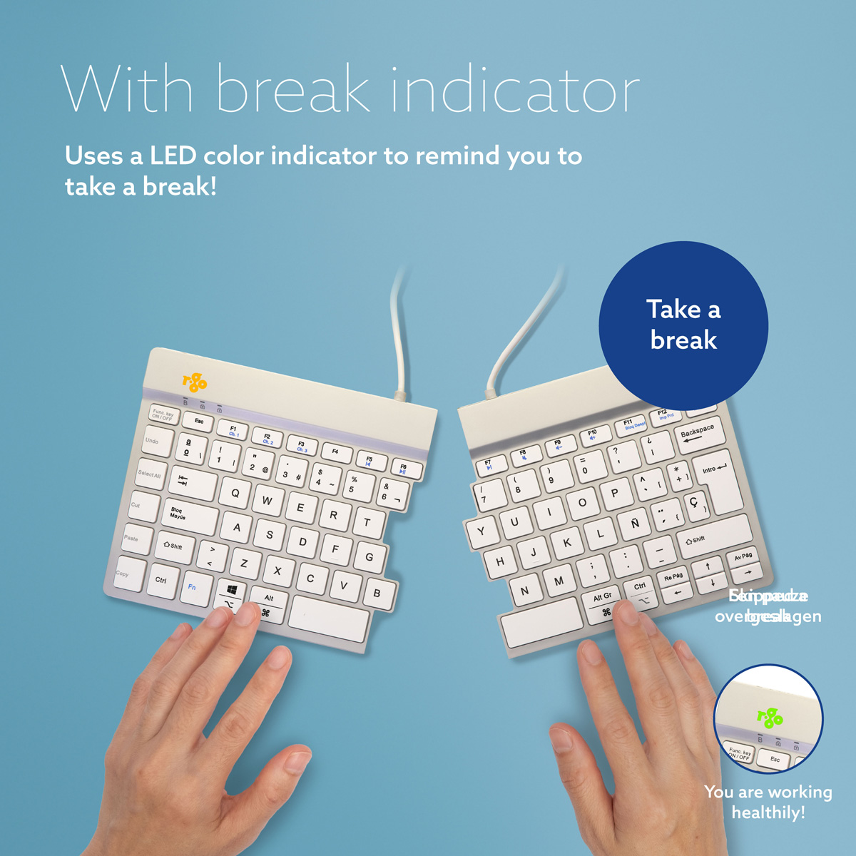 R-Go Split Break v2 (white, wireless, QWERTY – ES)