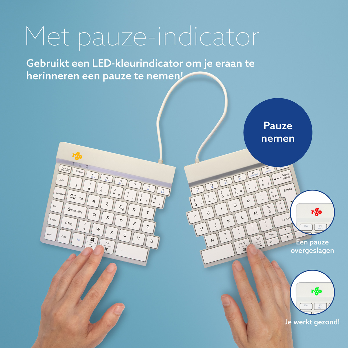 R-Go Split Break versie 2 (wit, draadloos, AZERTY – FR)