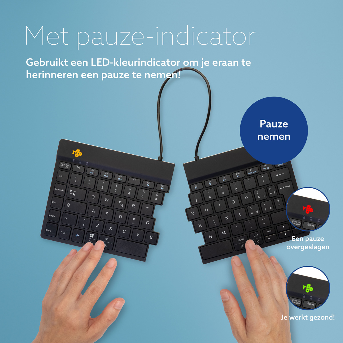 R-Go Split Break versie 2 (zwart, draadloos, QWERTY – IT)