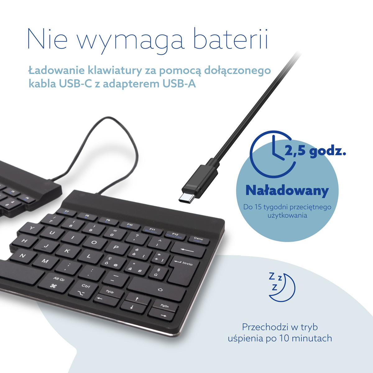 R-Go Split Break wersja 2 (czarny, bezprzewodowy, QWERTY – IT)