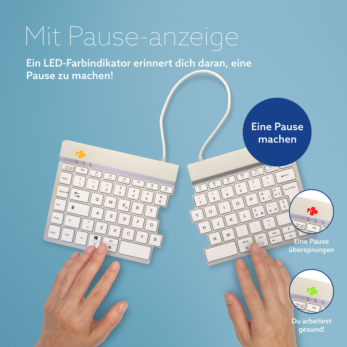 R-Go Split Break Version 2 (weiß, drahtlos, QWERTY – IT)