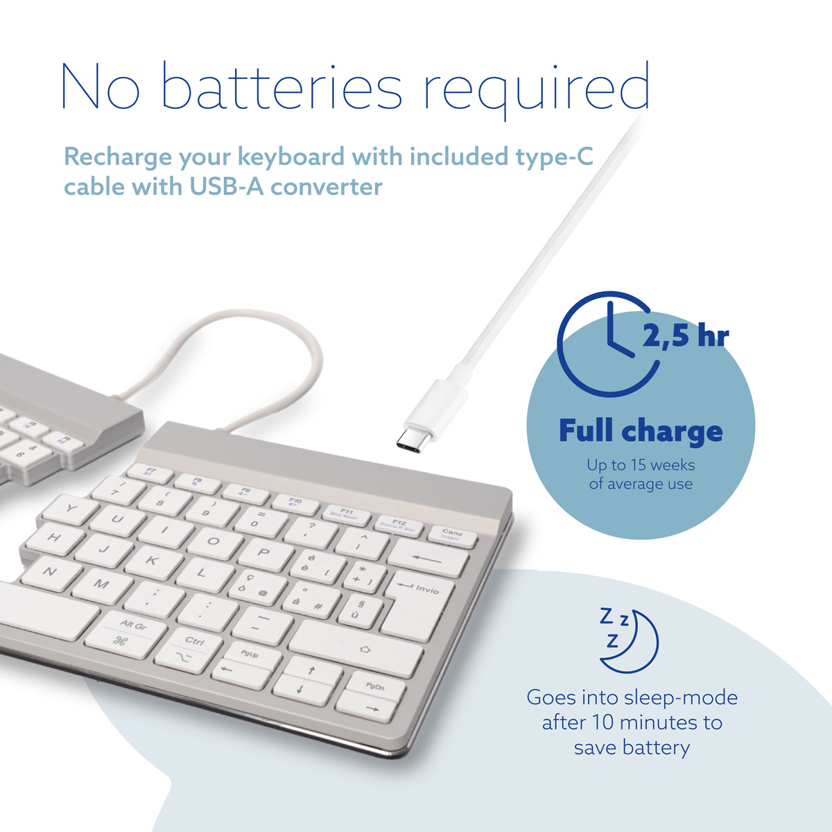 R-Go Split Break versie 2 (wit, draadloos, QWERTY – IT)