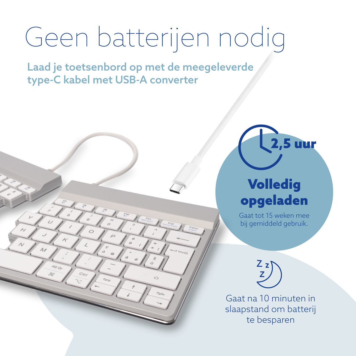 R-Go Split Break versie 2 (wit, draadloos, QWERTY – IT)