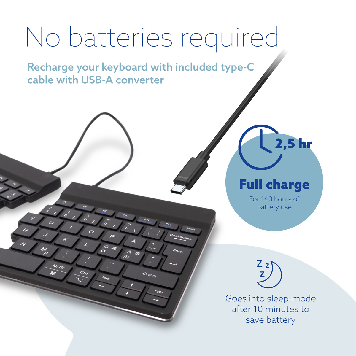 R-Go Split Break v2 (black, wireless, QWERTY – Nordic)