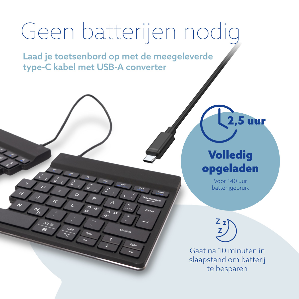 R-Go Split Break versie 2 (zwart, draadloos, QWERTY – Nordic)