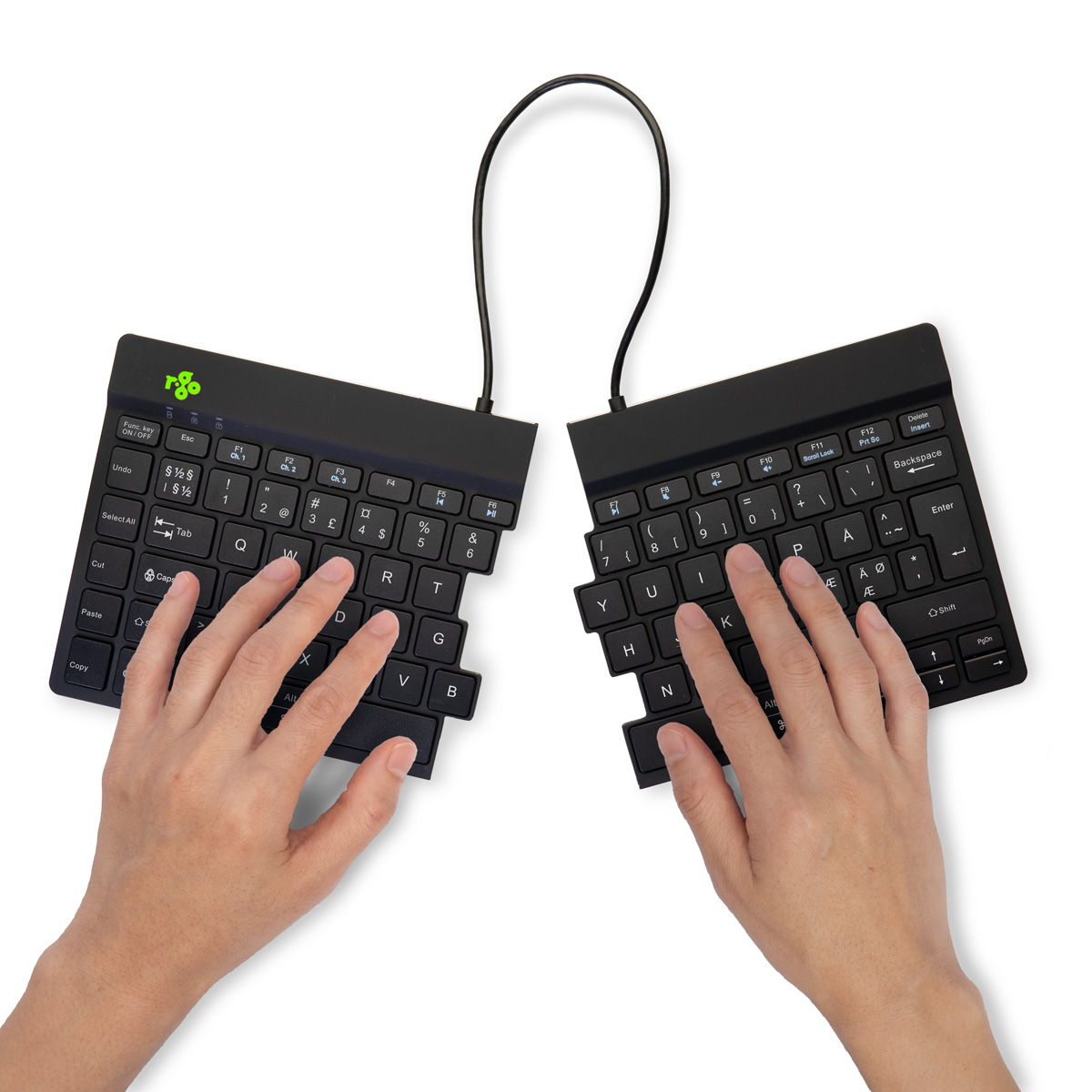 R-Go Split Break versie 2 (zwart, draadloos, QWERTY – Nordic)