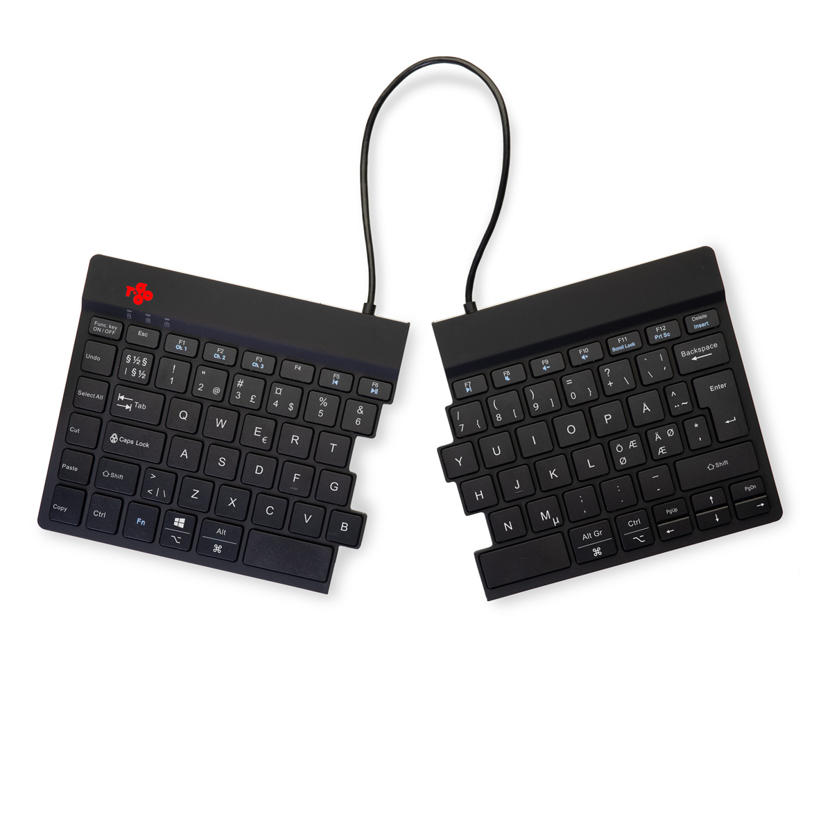 R-Go Split Break versie 2 (zwart, draadloos, QWERTY – Nordic)