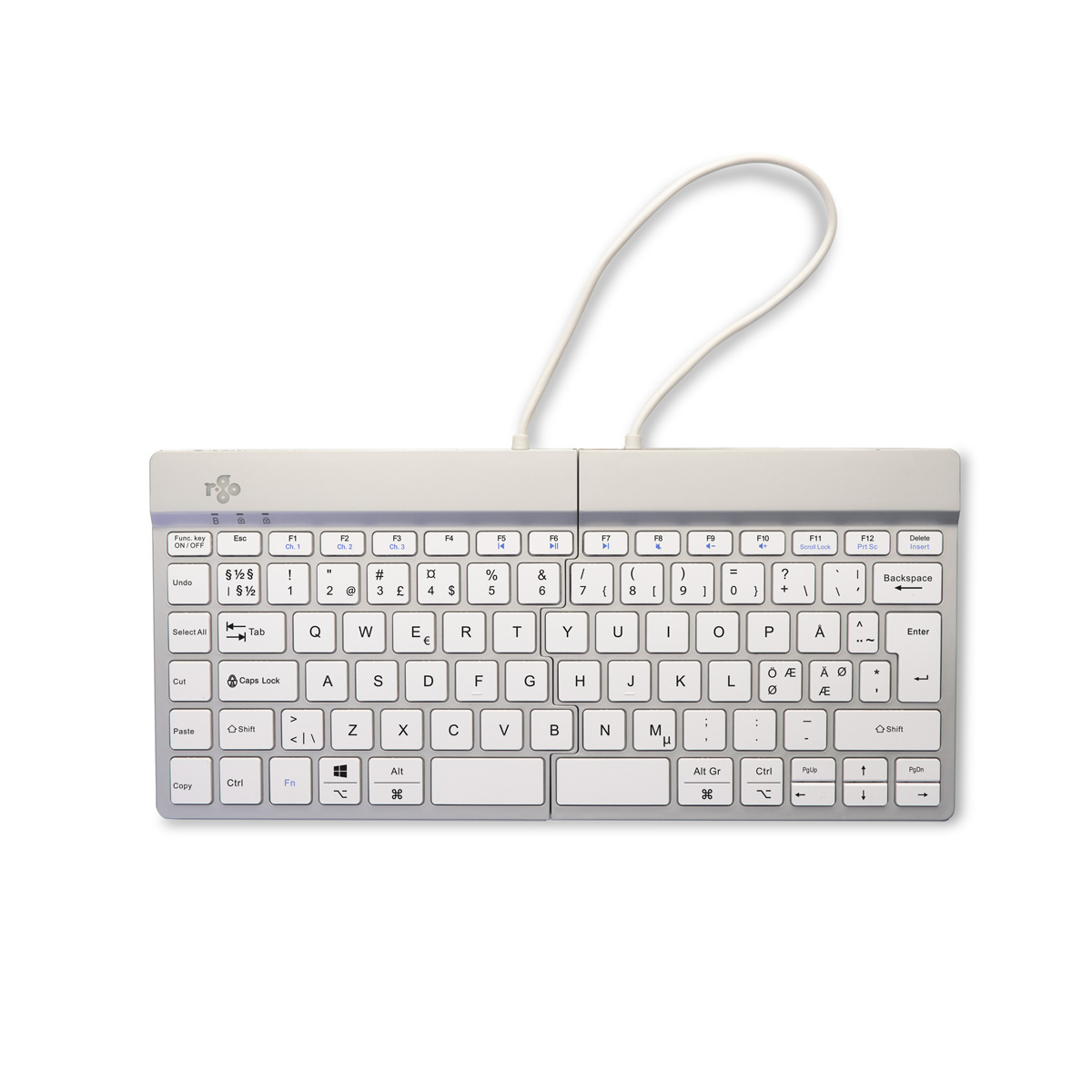 R-Go Split Break versie 2 (wit, draadloos, QWERTY – Nordic)