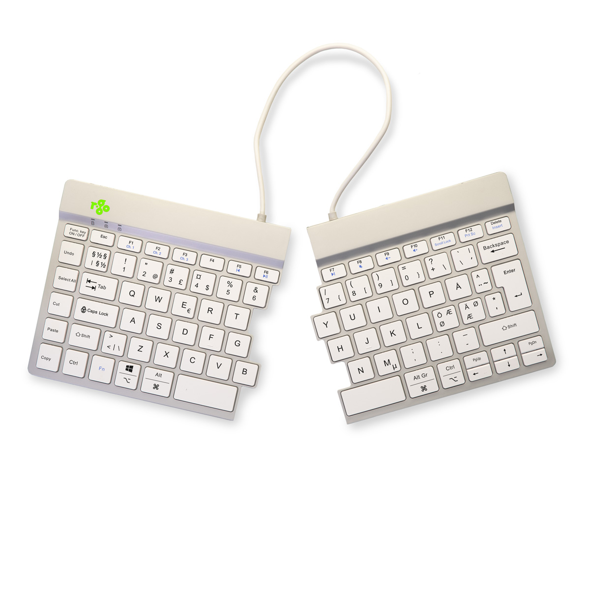 R-Go Split Break versie 2 (wit, draadloos, QWERTY – Nordic)