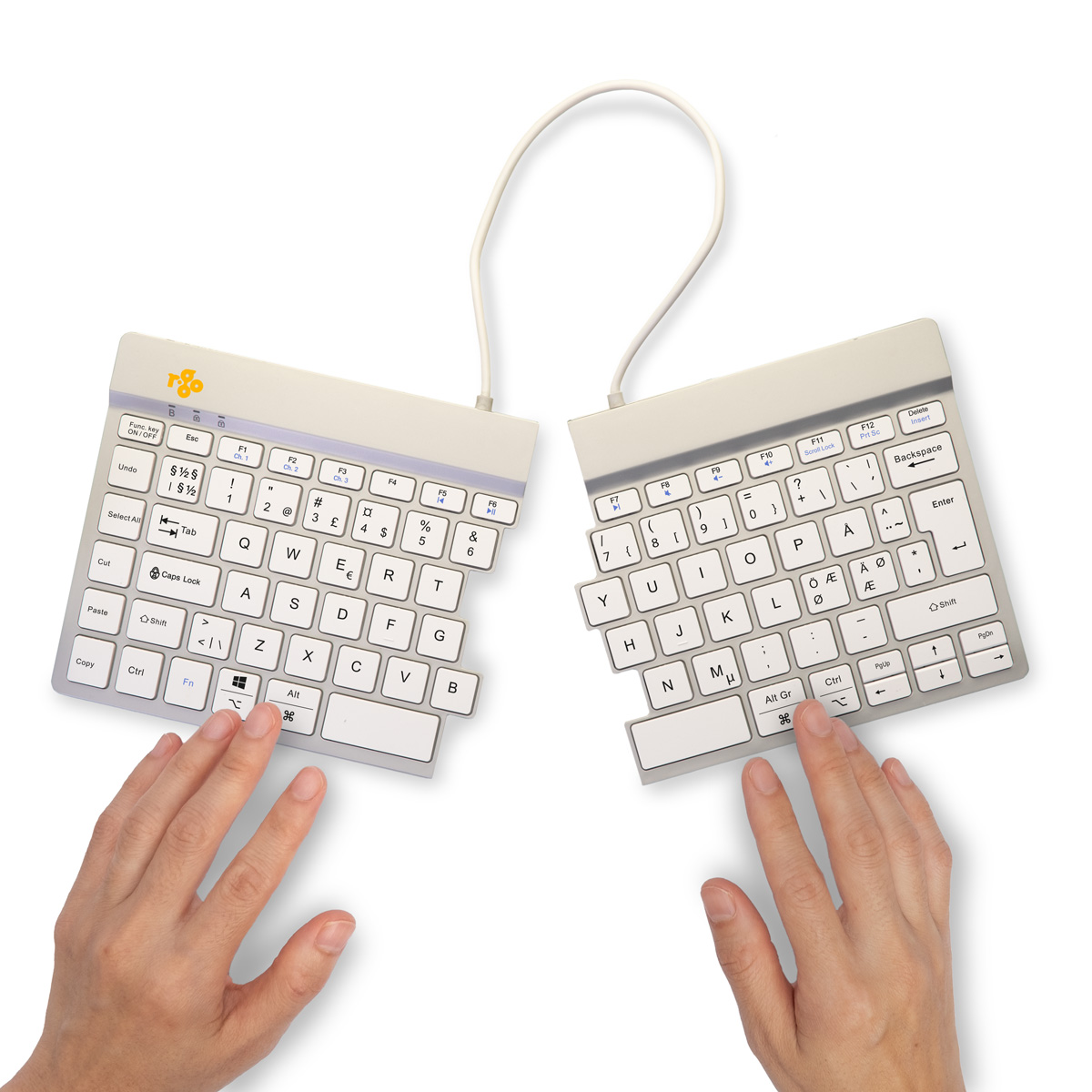 R-Go Split Break versie 2 (wit, draadloos, QWERTY – Nordic)